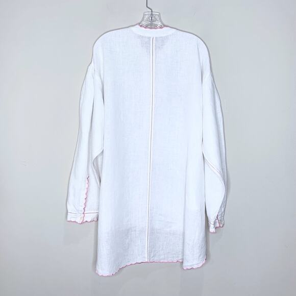 Natasha Zinko Linen Embroidered Beaded Tunic (Sz FR 40 / US 8) White / Pink - Picture 12 of 16